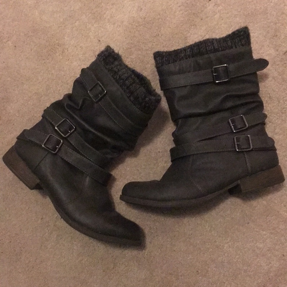Black moto style booties
